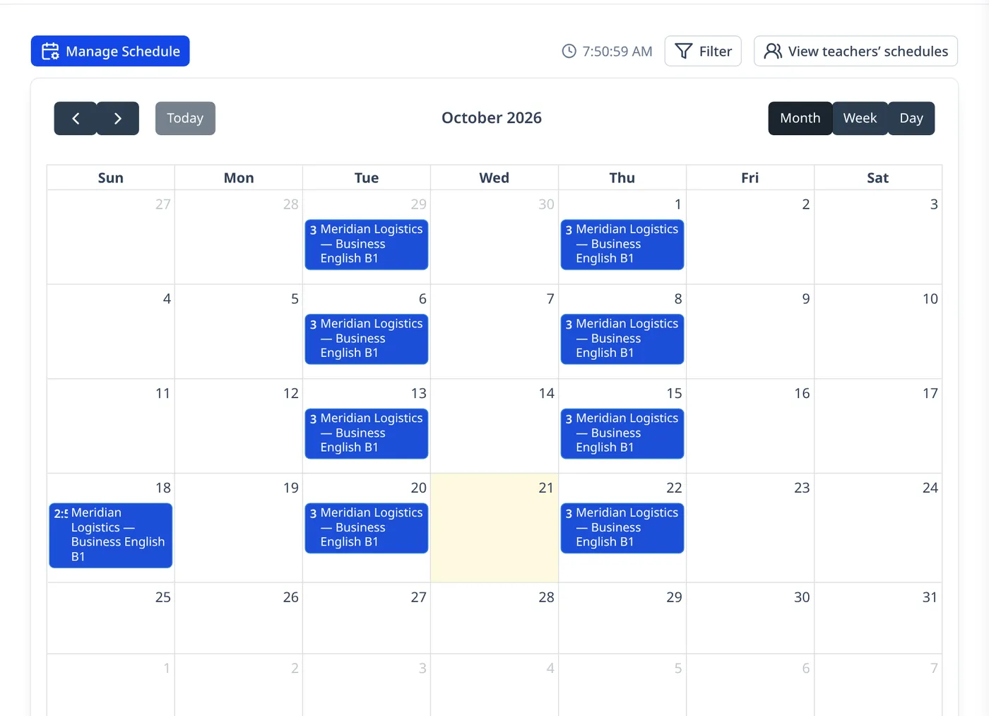Schedule your classes